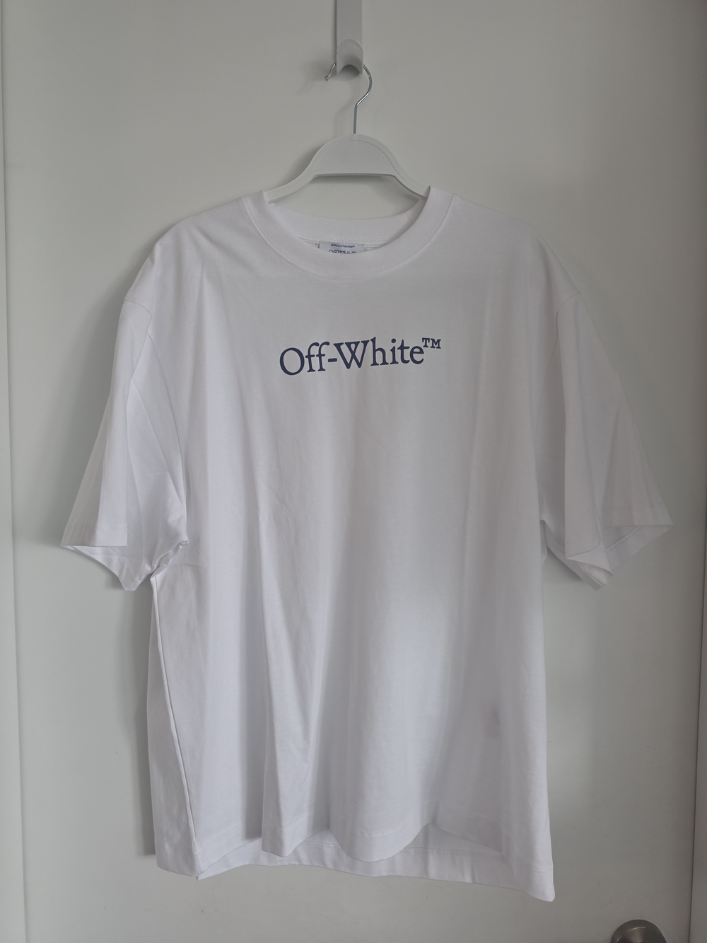 Off-White White Tee with Navy Logo